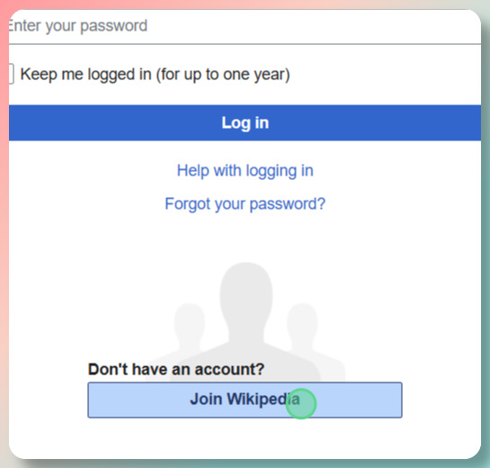 Clicking Join Wikipedia link